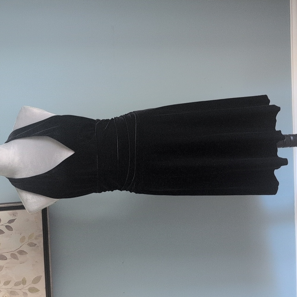 Sexy Black Velvet Halter Dress Large